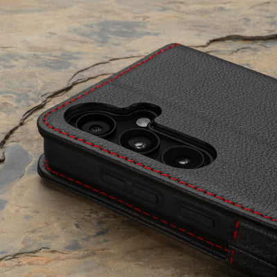 TORRO Hülle kompatibel mit Samsung Galaxy A55 5G – Premium Leder Hülle mit Standfunktion und Kartenfächern (Schwarz)