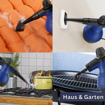 Sommertal SC350 - tragbarer Dampfreiniger inkl Zubehör – kompakter Hand-Dampfreiniger für Polstermöbel, Fliesen, Böden – Steam Cleaner - 350 ml, 110°C Dampf - nachhaltig ohne Chemie - GS geprüft