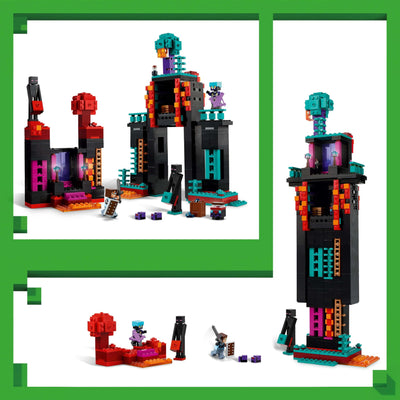 LEGO Minecraft 2in1 Der Enderman-Turm - Modulares Gaming Spielzeug - Lässt Sich in 2 Festungen umbauen - Mit 4 Minifiguren zum Sammeln - Gamer Geschenk für Jungen und Mädchen ab 9 Jahren - 21279