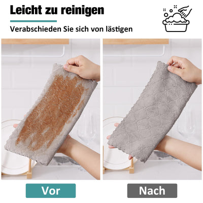 Moosfor Reinigungstücher Mikrofasertücher Waschbar Putzlappen Mikrofaser Weiche Fusselfrei Geschirrtücher Lappen Küchentücher, 12 Stück, 25x25 cm, Grau