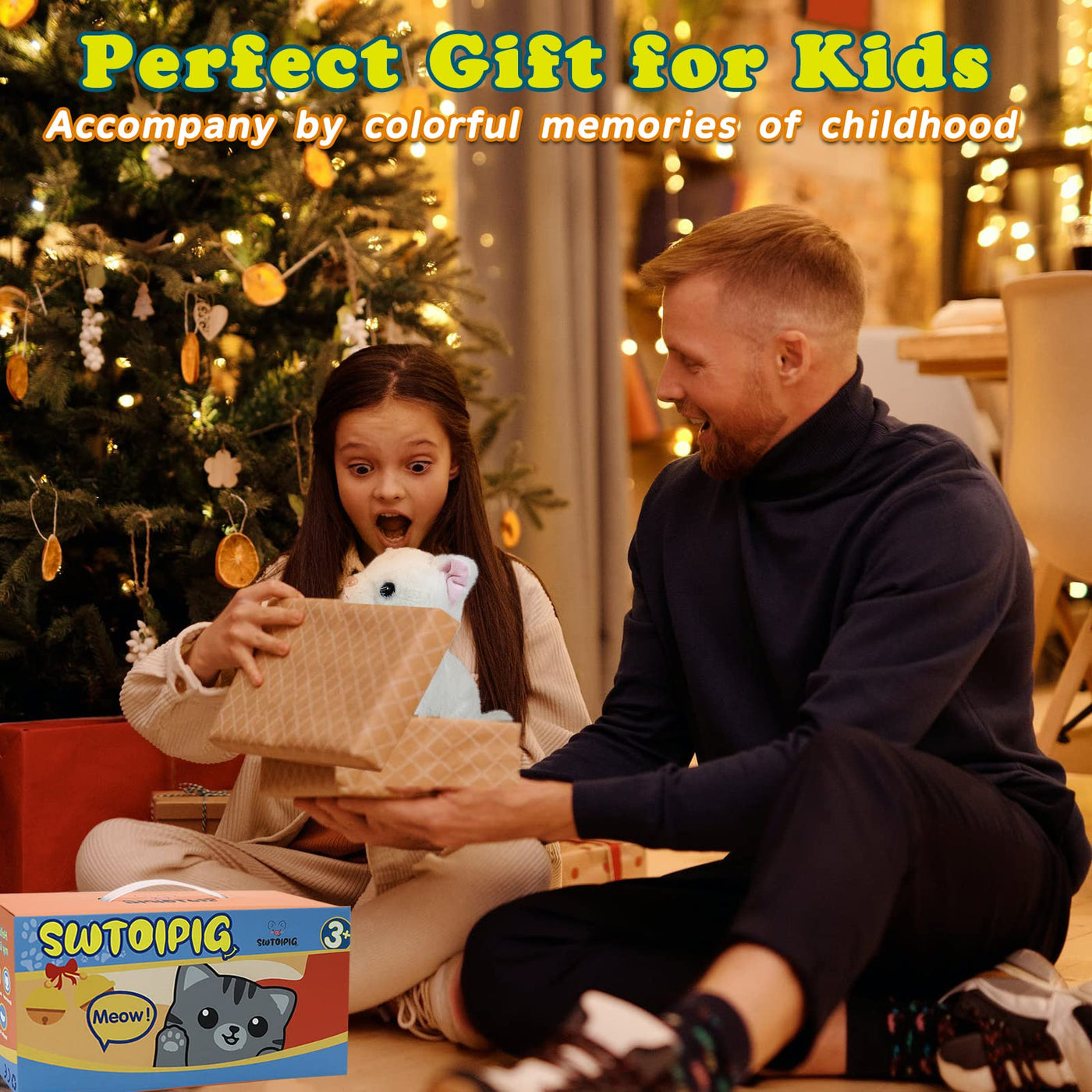 SWTOIPIG Interaktives elektronisches Plüschtier – Upgrade animierte Soundsteuerung, elektronisches Haustier, Roboter, Katze, Kätzchen, Spielzeug, Geschenke für Weihnachten (Weiß)