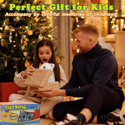 SWTOIPIG Interaktives elektronisches Plüschtier – Upgrade animierte Soundsteuerung, elektronisches Haustier, Roboter, Katze, Kätzchen, Spielzeug, Geschenke für Weihnachten (Weiß)