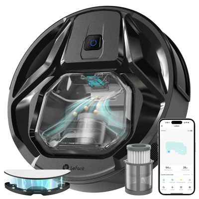 LEFANT M320 Saugroboter mit Wischfunktion 3 in 1, 6000Pa Staubsauger Roboter mit Präzise-Entfernungs-Navigation, Sichtbar 800ML Staubbehälter, 210Mins, WLAN/App, Ideal für Tierhaare, Teppiche