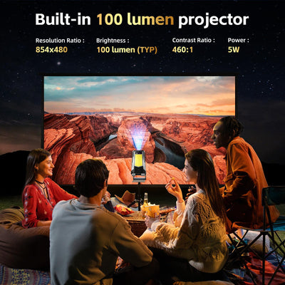 OUKITEL WP100 Titan 33000mAh Outdoor Handy 5G mit Eingebauter 100 Lumen Projektor, 48GB+512GB 6,8" FHD+ Outdoor Smartphone Ohne Vertrag mit 1200 Lumen Campinglicht, 200MP+32MP+20MP, NFC/GPS/IP68/BT5.4