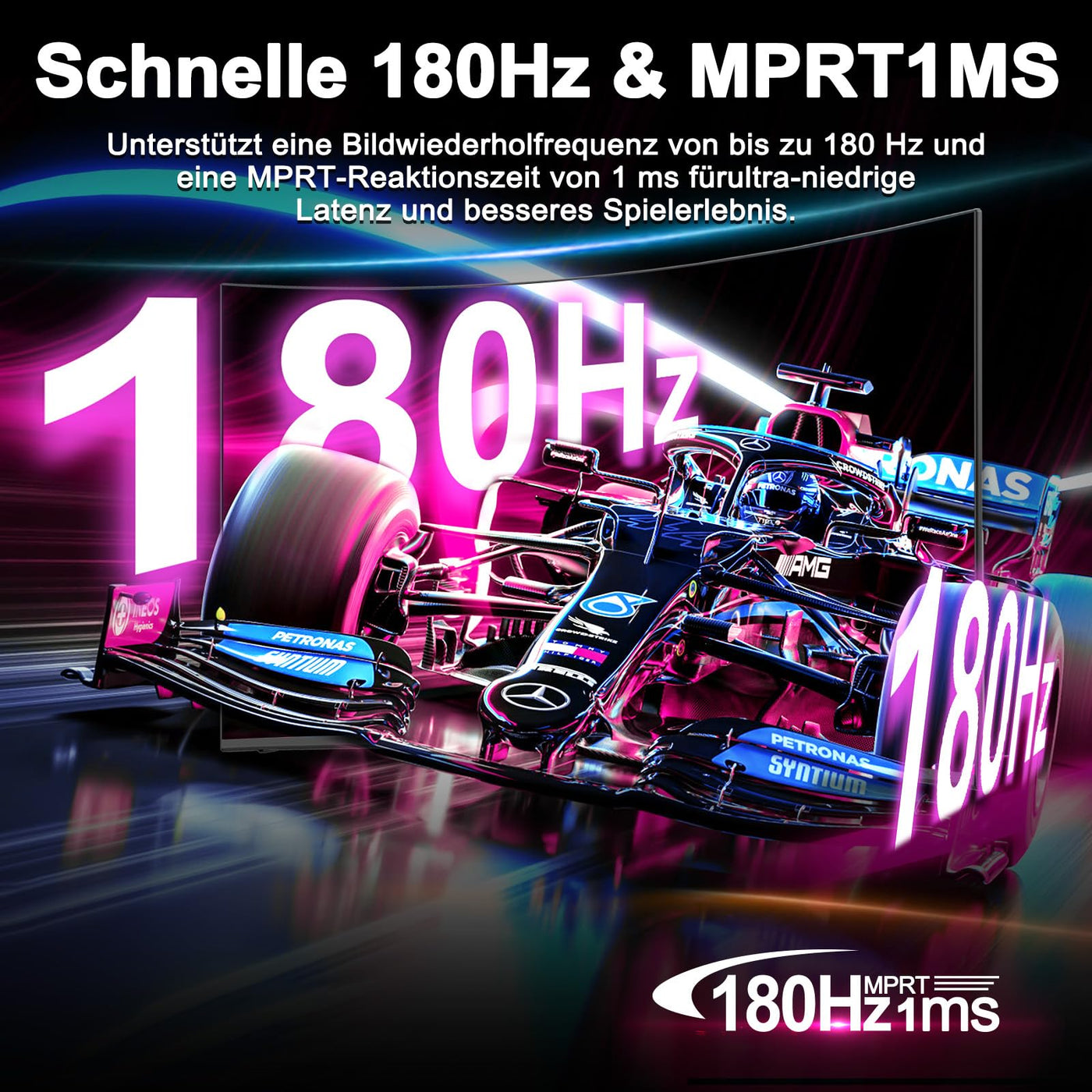 Minifire 24 Zoll Curved Gaming Monitor 180Hz, 1ms, 130% sRGB, Mit Lautsprechern, HDR, FreeSync, 300cd/m², VA, FHD 1080P, Rahmenlos, HDMI1.4 DP1.2 Ports (MFG24C1 HDMI-Kabel im Lieferumfang enthalten)