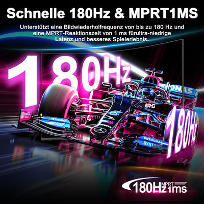 Minifire 24 Zoll Curved Gaming Monitor 180Hz, 1ms, 130% sRGB, Mit Lautsprechern, HDR, FreeSync, 300cd/m², VA, FHD 1080P, Rahmenlos, HDMI1.4 DP1.2 Ports (MFG24C1 HDMI-Kabel im Lieferumfang enthalten)