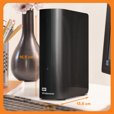 WD Elements Desktop-Speicher 18 TB (Desktop-Speicher USB 3.0-kompatibel, Zusatzspeicher für Fotos, Musik, Videos und alle anderen Dateien, stoßfest) Schwarz