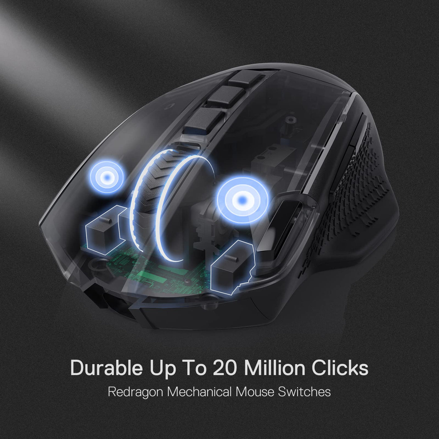 Redragon M991 kabellose Gaming-Maus, 19000 DPI kabelgebundene/drahtlose Maus mit Schnellfeuertaste, 9 Makro-Tasten, 45-Stunden-Dauerleistung und RGB-Hintergrundbeleuchtung für PC/Mac/Laptop