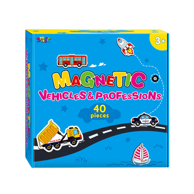 40 STK. Fahrzeugmagnete, Fahrzeuge und Berufe Kühlschrankmagnete für Kinder - Magnetische Transportmittel Kühlschrankdekorationen - Pädagogisches Lernspielzeug für Kleinkinder