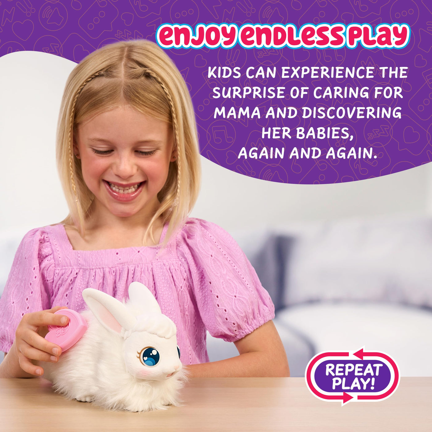 Little Live Pets Mama Surprise Häschen, Mama Häschen zum Füttern & Pflegen – bekommt 3 Babys, Interaktives Spielset mit Mama Häschen & Stall, 20+ Geräusche & Reaktionen, Accessoires zum Stylen