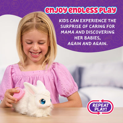 Little Live Pets Mama Surprise Häschen, Mama Häschen zum Füttern & Pflegen – bekommt 3 Babys, Interaktives Spielset mit Mama Häschen & Stall, 20+ Geräusche & Reaktionen, Accessoires zum Stylen