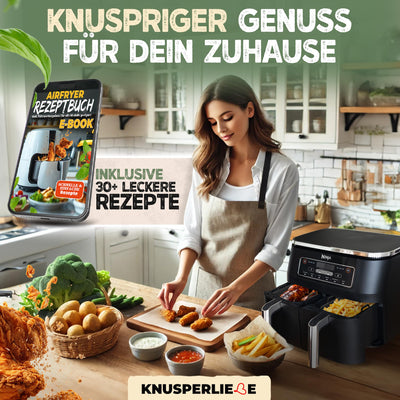 KNUSPERLIEBE® Ninja Heißluftfritteuse Zubehör Set XL Airfryer XL für Foodi AF400EU AF300EU Double Stack 7,6L-9.5L und Dual Zone Air Fryer, BPA-Frei | Air Fryer Accessories