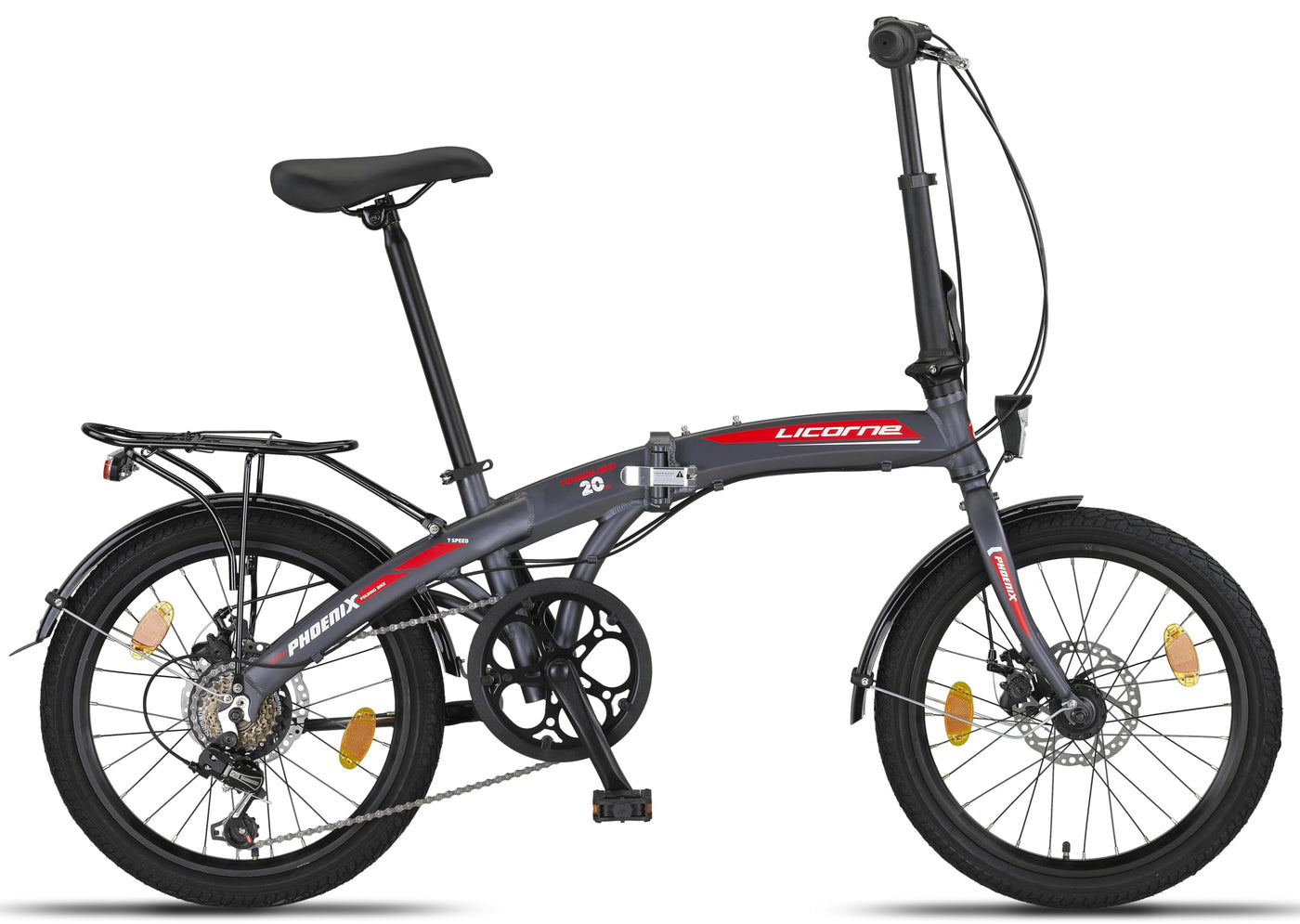 Licorne Bike Phoenix 2D 20 Zoll Aluminium Faltrad Klapprad Scheibenbremse Discbremse Faltfahrrad Herren Damen 7 Gang Kettenschaltung Folding City Bike Alu-Rahmen StVZO