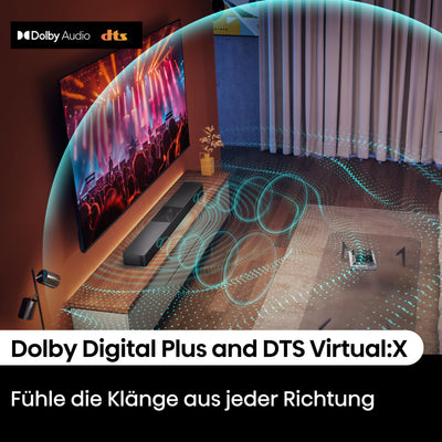 Hisense HS2000 2.1 Kanal Soundbar mit integriertem Subwoofer, 240W, Dolby Audio, Bluetooth, HDMI ARC/Optical/AUX/USB, Schwarz