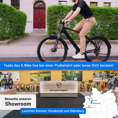 Bergsteiger Cannock 27,5 Zoll E-Bike mit 250 Watt Motor, Hydraulikbremsen, Aluminium Ebike Mountainbike Herren & Damen, Farbdisplay, Elektrofahrrad mit 24 Gang-Schaltung