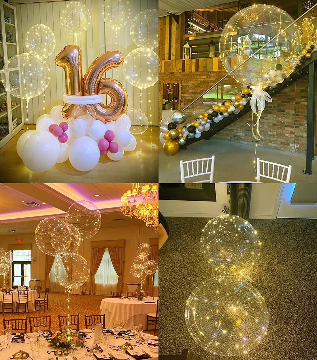 10 Pack Leuchtende Luftballons, Bobo Helium Ballons LED Luftballon, Wiederverwendbare Luftballon mit Lichterketten für Geburtstag Hochzeit Valentinstag Party Deko