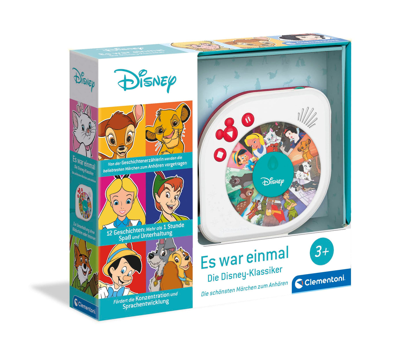 Disney Baby Es war einmal Hörspielbox - Märchenerzähler mit spannenden Disney Märchen - Spielzeug mit Kindergeschichten für Kinder ab 3 Jahren, 59288 von Clementoni
