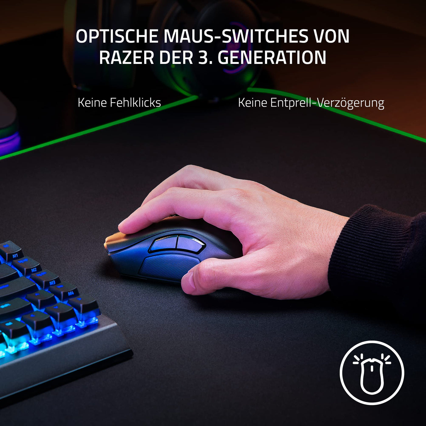 Razer Naga V2 Pro - Kabellose MMO-Gaming-Maus (HyperScroll Pro Rad, Anpassungsfähigkeit und Kontrolle, HyperSpeed Wireless, Focus Pro 30K Optischer Sensor, Optische Mouse Switches Gen-3) Schwarz