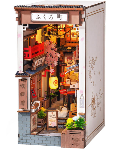 ROBOTIME Book Nook Kit Sakura Wine Alley, DIY Booknook Diorama 3D Puzzle Miniatur Haus, Modellbausatz Geschenke für Erwachsene Teenager, Bücherregal Deko