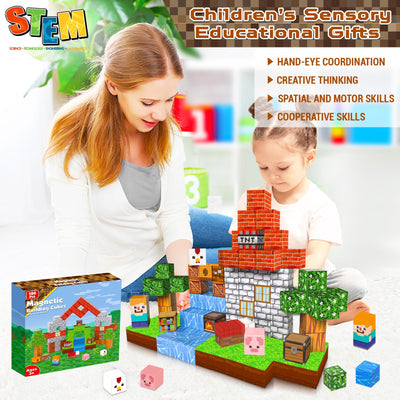 Goody King Magnetische Bausteine Bauspielzeug 100 Pcs Magnetbausteine für Kinder Montessori Kreative Spielzeug ab 4 5 6 7 8 9 Jahre Junge und Mädchen Magnetic Blocks Geschenke für Kinder