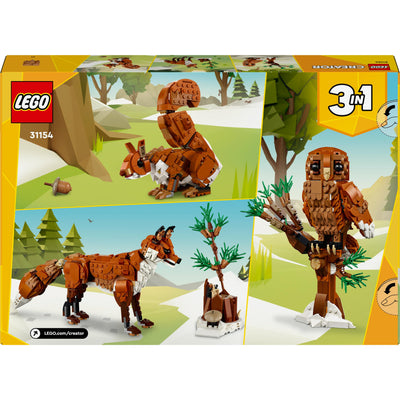 LEGO Creator Waldtiere: Rotfuchs, Tiere-Set mit Fuchs, Eule und Eichhörnchen Spielzeug, Tierfiguren des Waldes zum Spielen und Ausstellen, kreatives Geschenk für Jungs und Mädchen ab 9 Jahren 31154