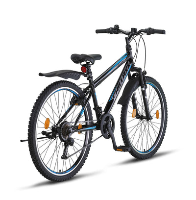 Chillaxx Bike Escape Premium Mountainbike in 24 und 26 Zoll Fahrrad für Mädchen Jungen Herren und Damen - 21 Gang Schaltung (26 Zoll, Schwarz-Blau V-Bremse)