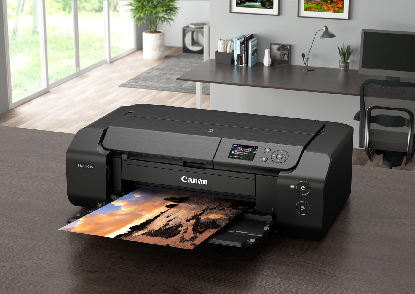 Canon PIXMA PRO-200S Farbtintenstrahldrucker Fotodrucker DIN A3+ (Hochglanzdruck, WLAN, USB 2.0, WiFi, LAN, Print App, 7,5 cm LCD Farbdisplay, 4.800 x 2.400 DPI, 8 Separate Druckertinten), grau