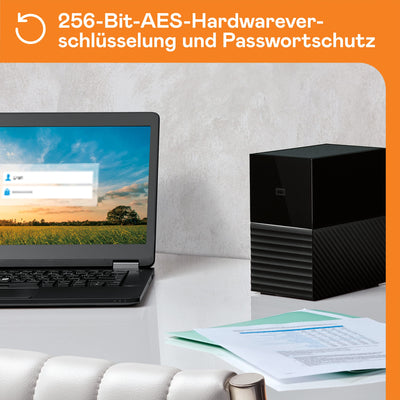 WD My Book Duo 28 TB RAID Desktop-Speicher (Passwortschutz, Sicherungssoftware, Hardwareverschlüsselung, USB 3.0, sofort mit RAID-0 einsatzbereit)