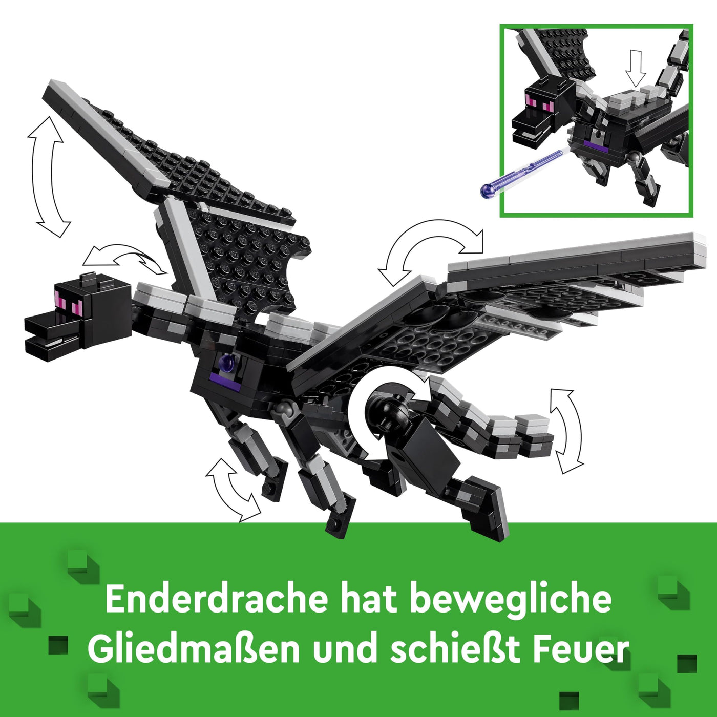 LEGO Minecraft Der Enderdrache und das Endschiff - Interaktives Spielzeug mit Boot, Drache und 3 Figuren, darunter EIN Enderman - Kreatives Gamer Geschenk für Jungen & Mädchen ab 8 Jahren - 21264