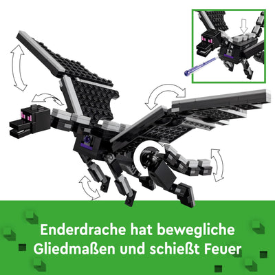 LEGO Minecraft Der Enderdrache und das Endschiff - Interaktives Spielzeug mit Boot, Drache und 3 Figuren, darunter EIN Enderman - Kreatives Gamer Geschenk für Jungen & Mädchen ab 8 Jahren - 21264