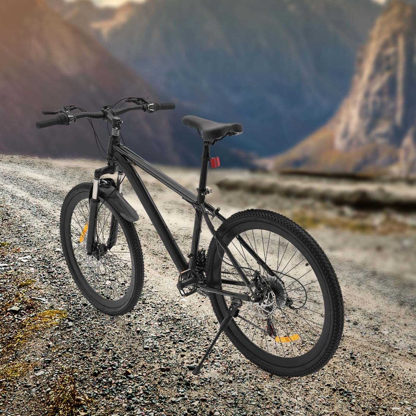 TkkMivcOC 26 Zoll Mountainbike, 21 Gang Fahrrad mit Schutzblechen, Scheibenbremse, Kohlenstoffreicher Stahl, Vorne Federung, Verstellbarer Sitz, für Jungen Mädchen Damen Herren