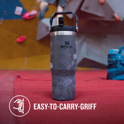 Stanley IceFlow Flip Straw Trinkflasche mit Strohhalm 0.89L - Thermosflasche Hält 12+ Stunden Kalt - Auslaufsicher - Trinkflasche Sport - Wasserflasche BPA Frei - Spülmaschinenfest - Charcoal