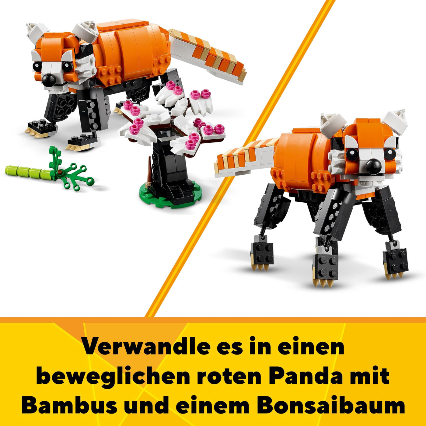 LEGO 31129 Creator Majestätischer Tiger, Panda oder Fisch, 3-in-1 Tierfiguren-Set, Spielzeug für Kinder, Jungen und Mädchen, Konstruktionsspielzeug mit Tieren