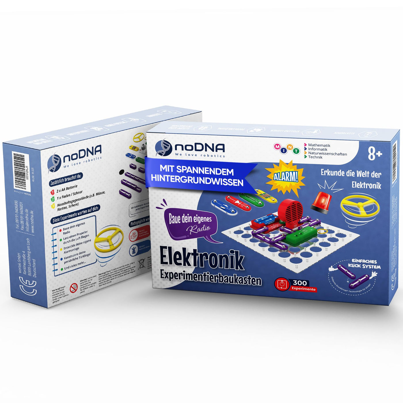 noDNA Elektronik Baukasten Kinder - 300 spannende Experimente für Kinder ab 8 Jahren, Elektro Experimentierkasten ab 8 Jahre inkl. Lernquiz & bebildeter Anleitung – Elektrobaukasten