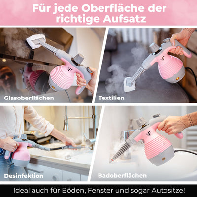 Neighbour's Friend® Handdampfreiniger in Rosa – Leistungsstarkes Dampfreiniger Handgerät I Dampfente mit 350ml Tank, Dampfregulierung & Aufsätzen für Haushalt, Fenster, Polstermöbel & mehr