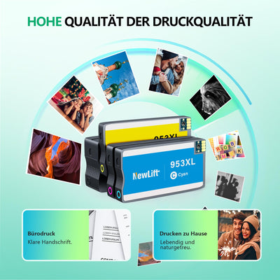NewLift 953XL Druckerpatronen Kompatibel für HP 953 XL Multipack 953xl druckerpatronen für HP Officejet Pro 7720 7740 8710 8715 8740 8720 8718 7730 8728 8719 8730 Drucker (4er-Pack)