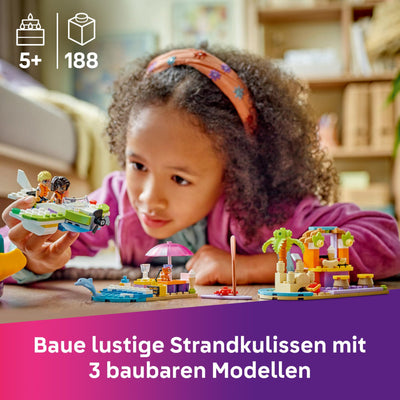 LEGO Friends Kreativer Reisekoffer, Bauspielzeug, BAU- und Spielset für Rollenspiele, Geschenk für Mädchen ab 5 Jahren, 2 Minifiguren der Charaktere, Tierfiguren, 1 Hund und 1 Delfin 42672