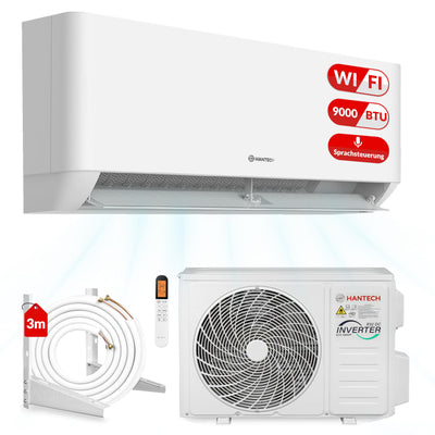 Split Klimaanlage 9000 BTU HANTECH H-PRO Heiz-&Kühlfunktion, Luftfilter, WIFI, Montagematerial