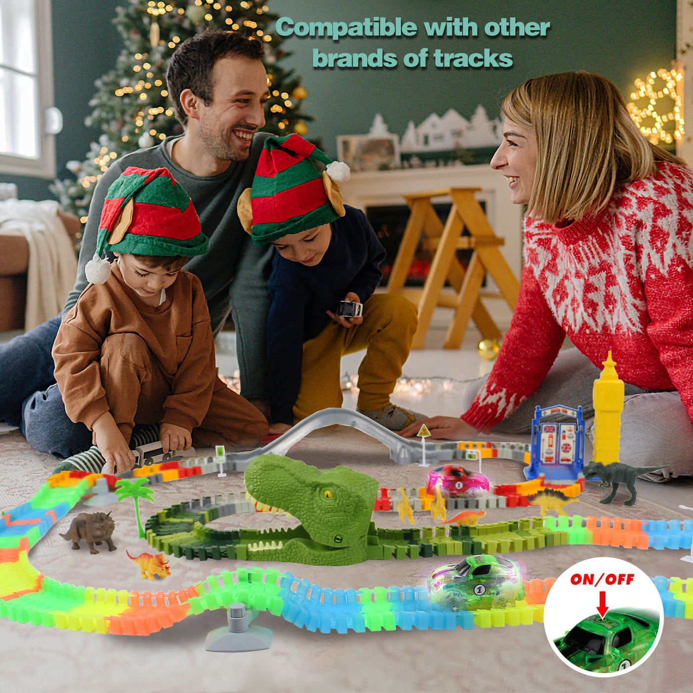 Spielzeug ab 3 Jahre Autorennbahn Rennbahn Kinder 3 Jahre mit 240 Stück Leucht Autorennbahn 2 Glow Tracks Auto Geschenk Mädchen Kinderspielzeug ab 3 4 5 6 Jahre Junge Mädchen