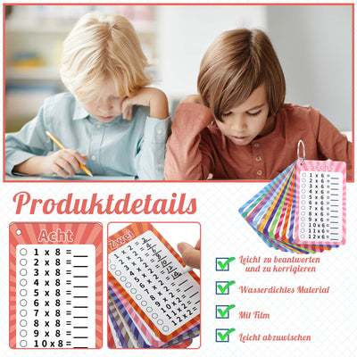 1x1 Lernkarten, Einmaleins Spiel 1x1 Lernen Spiel Einschulung Geschenk Spiele ab 5 Jahren zum Rechnen Lernen (13 Blätter)