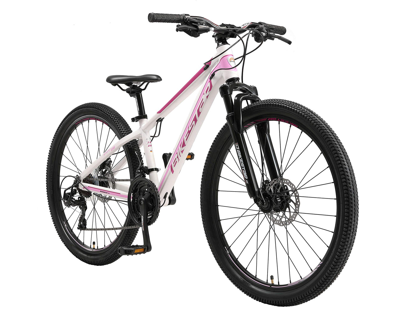 BIKESTAR Hardtail Aluminium Mountainbike Shimano 21 Gang Schaltung, Scheibenbremse 26 Zoll Reifen | 13 Zoll Rahmen Alu MTB | Weiß Pink