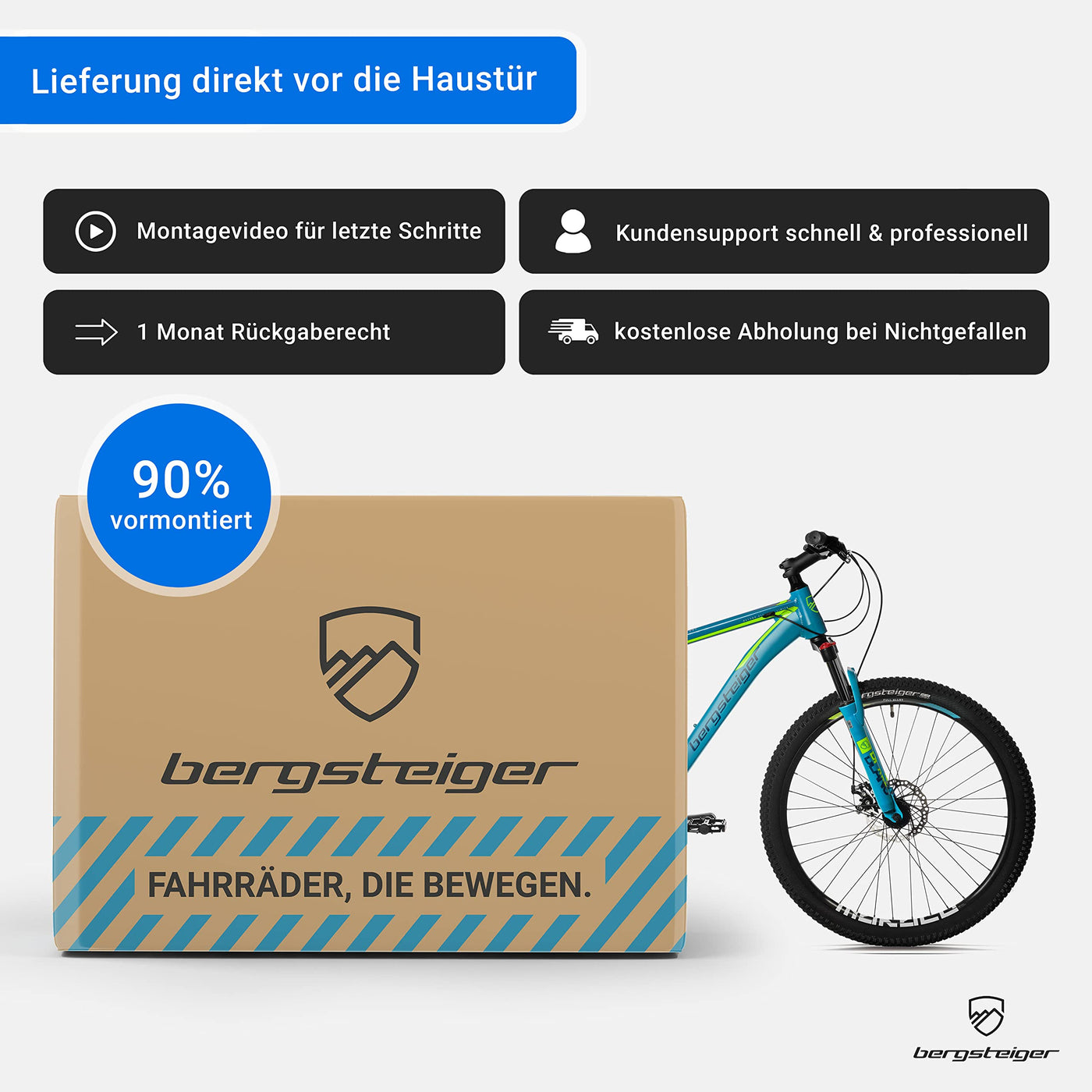 Bergsteiger Makalu 26, 29 Zoll Mountainbike Aluminium, geeignet ab 150 cm, Scheibenbremse, 21 Gang-Schaltung, Hardtail, Jungen-Fahrrad & Herren-Fahrrad