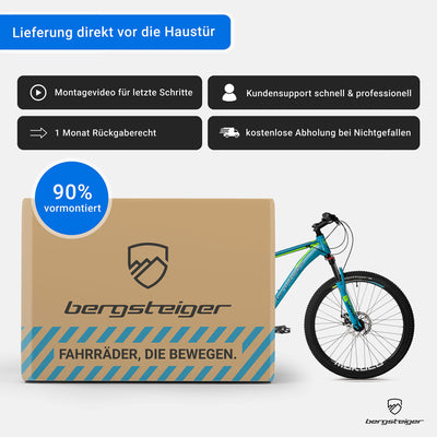 Bergsteiger Makalu 26, 29 Zoll Mountainbike Aluminium, geeignet ab 150 cm, Scheibenbremse, 21 Gang-Schaltung, Hardtail, Jungen-Fahrrad & Herren-Fahrrad