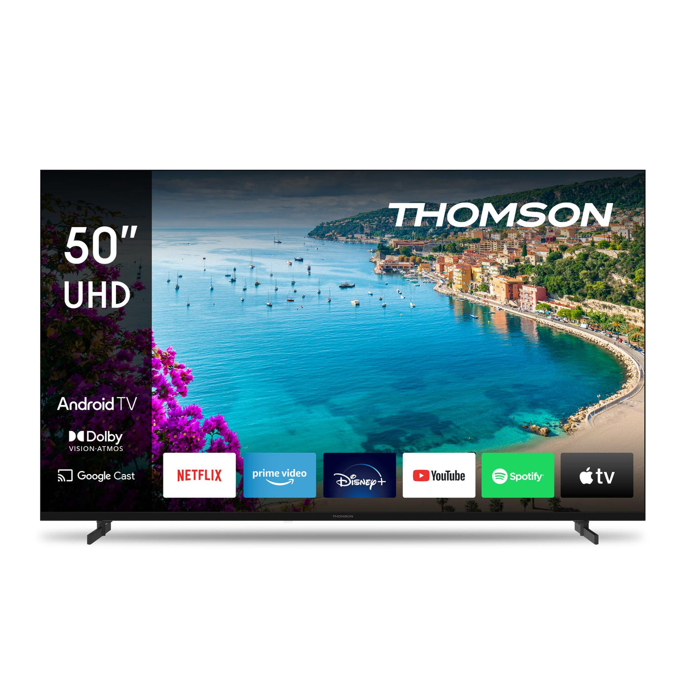 Thomson 50 Zoll (126 cm) UHD Fernseher Smart Android TV (WLAN, HDR, Triple Tuner DVB-C/S2/T2, Sprachsteuerung) – 50UA5S13-2023