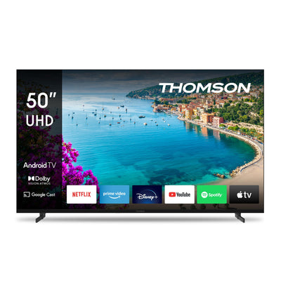 Thomson 50 Zoll (126 cm) UHD Fernseher Smart Android TV (WLAN, HDR, Triple Tuner DVB-C/S2/T2, Sprachsteuerung) – 50UA5S13-2023