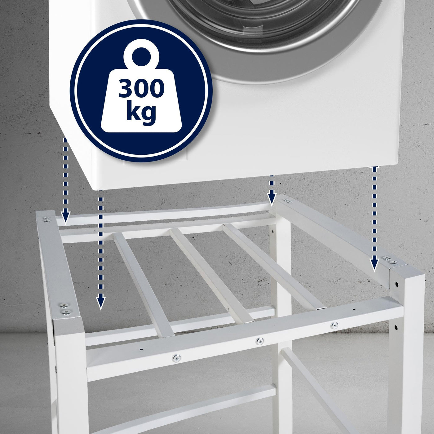 CLP Waschmaschinenregal Medina I Für Bis Zu 2 Haushaltsgeräte I Überbau Aus Stahl, Farbe:weiß