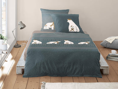 Irisette Feinbiber Bettwäsche Set Bettwäsche 2 teilig Bettbezug 135 x 200 cm Kopfkissenbezug 80 x 80 cm Dublin 8333-22 blau