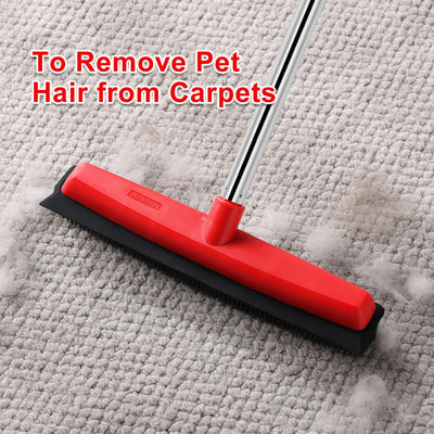 Mitclear Gummibesen mit Ausziehbarer Griff(154cm), Bodenbürste mit Gummiborsten und Bodenabzieher, Besen für Teppich Steinböden Hartholz Fliesen, Katzen Hunde Tierhaar Trapper, Innen-/Außenbereich