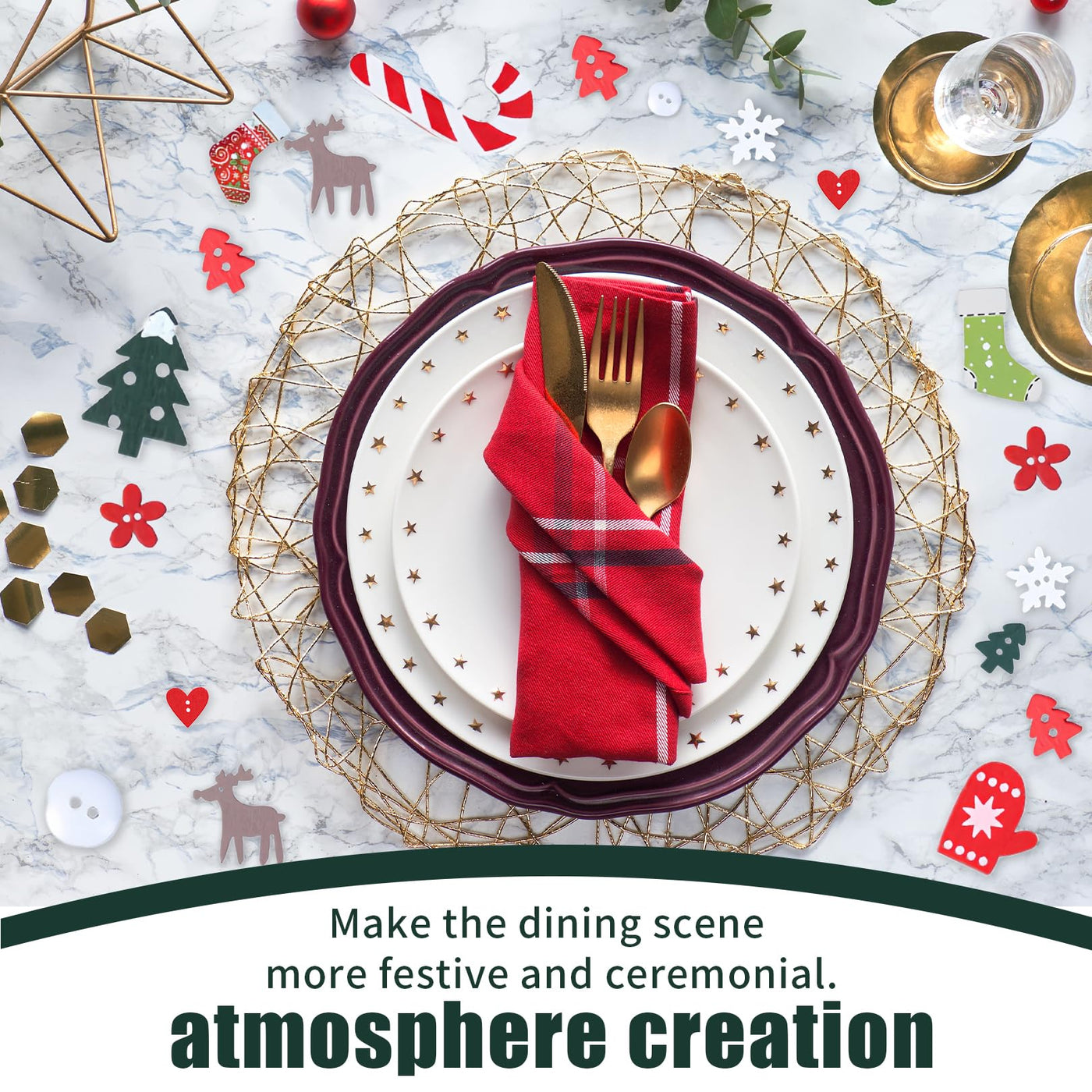 100 Stück Tischdeko Weihnachten,Streudeko Weihnachten Holz Konfetti Tisch,Weihnachts Basteln Weihnachtskonfetti Deko,Christmas Bastel Rentier Schneeflocken Tischschmuck für Party Geschenkkonfetti