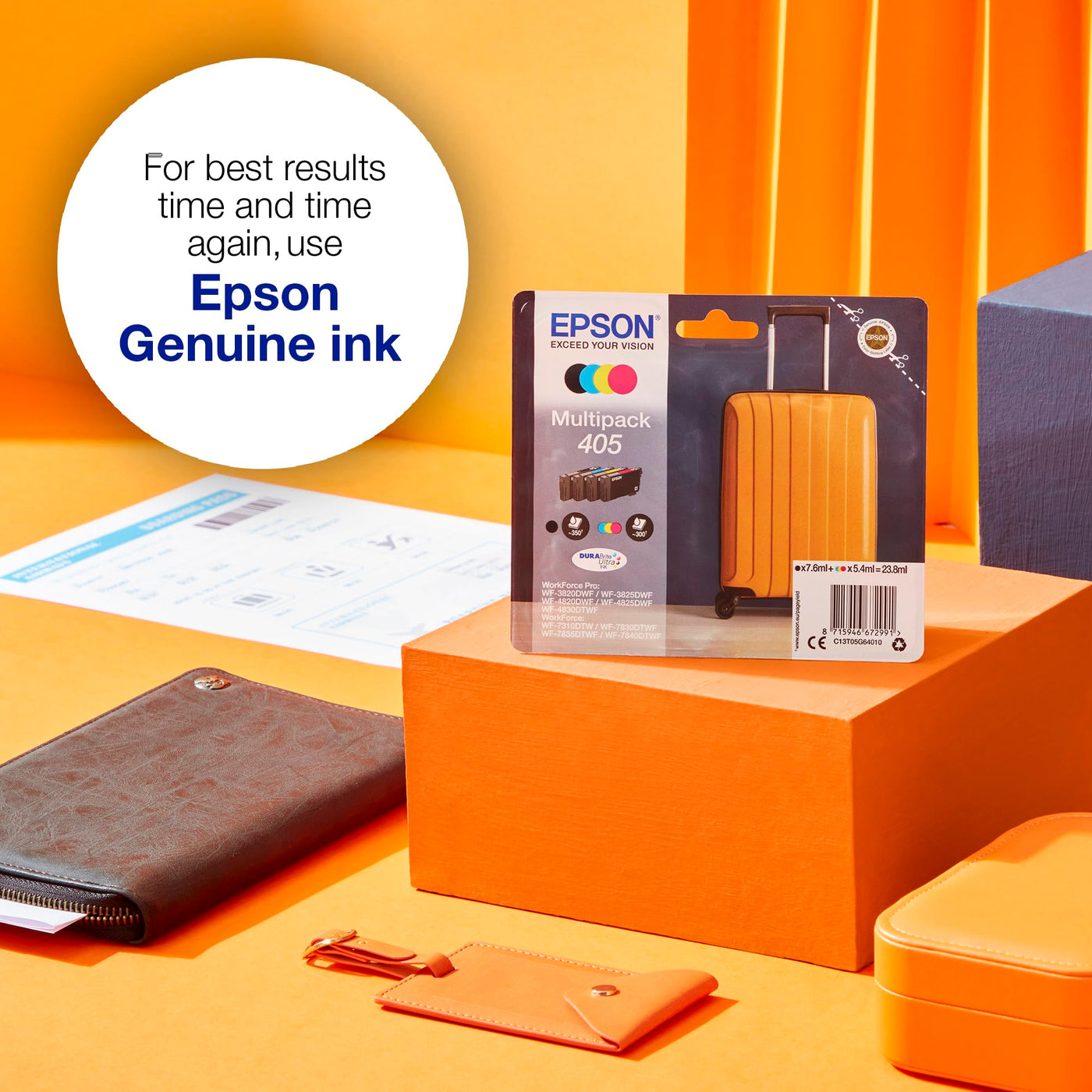 Epson Orginal 405XL Tinte Koffer Singlepack schwarz XL WF-3820DWF WF-3825DWF WF-4820DWF WF-4825DWF WF-4830DTWF WF-7830DTWF WF-7835DTWF WF-7840DTWF DURABrite Ultra Ink, ReadyPrint Flex-Tintentarife